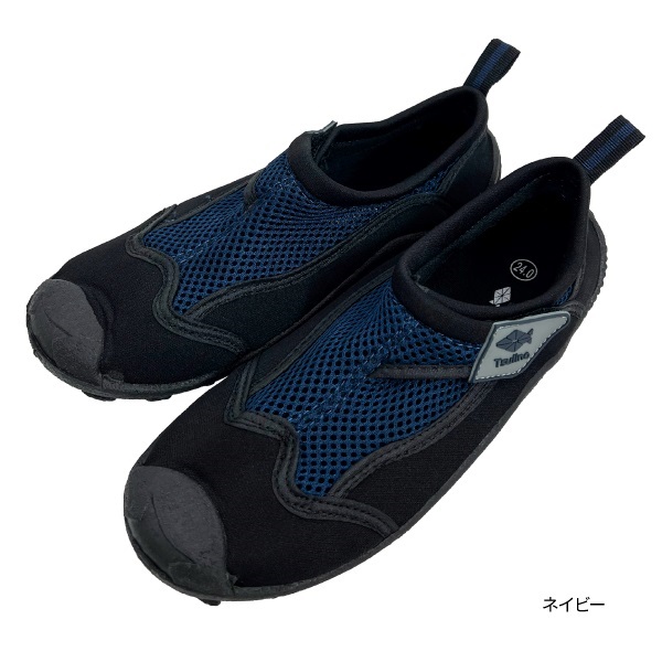 アクアシューズ 【ビーチシューズ/水陸両用シューズ】(ネイビー-23cm)